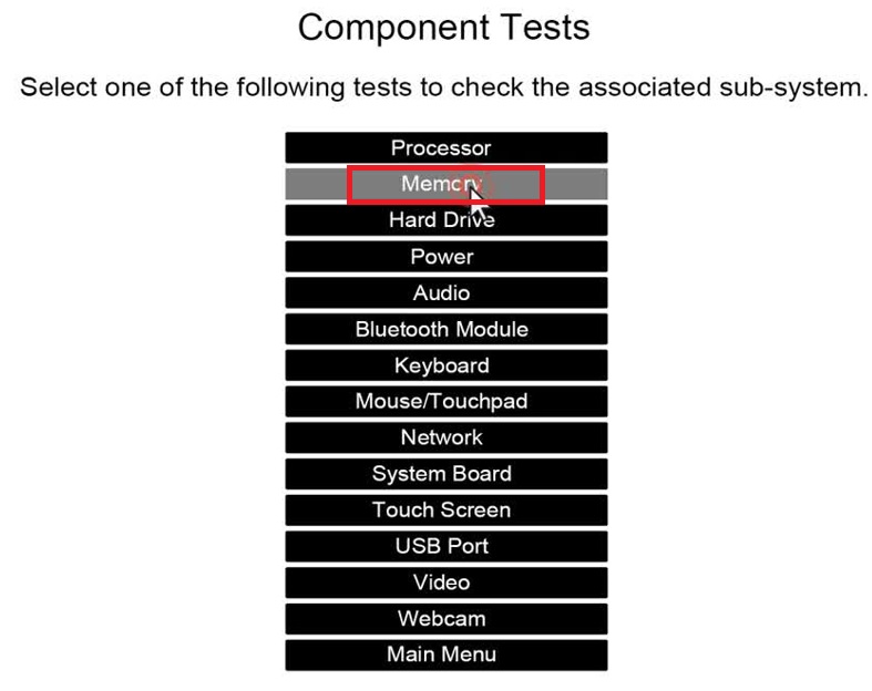 Component tests memory
