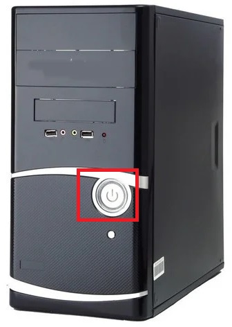 Press and hold down the power button on your computer case