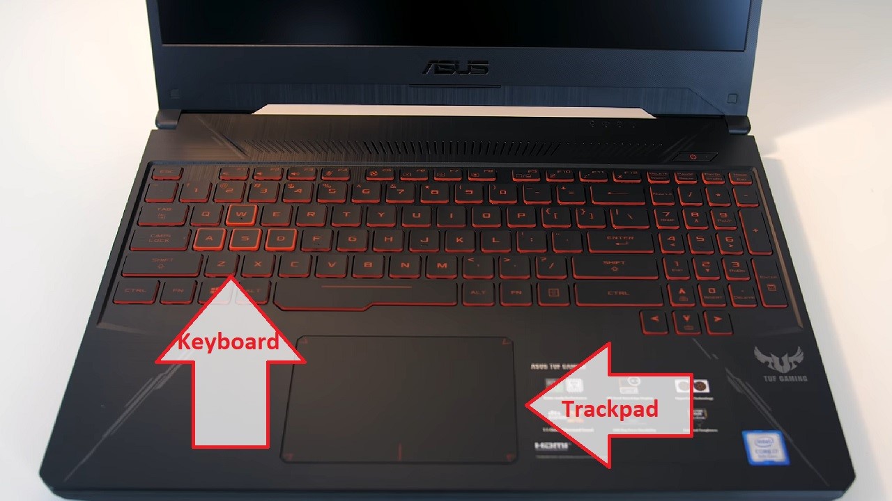 Asus TUF FX504 Keyboard and trackpad