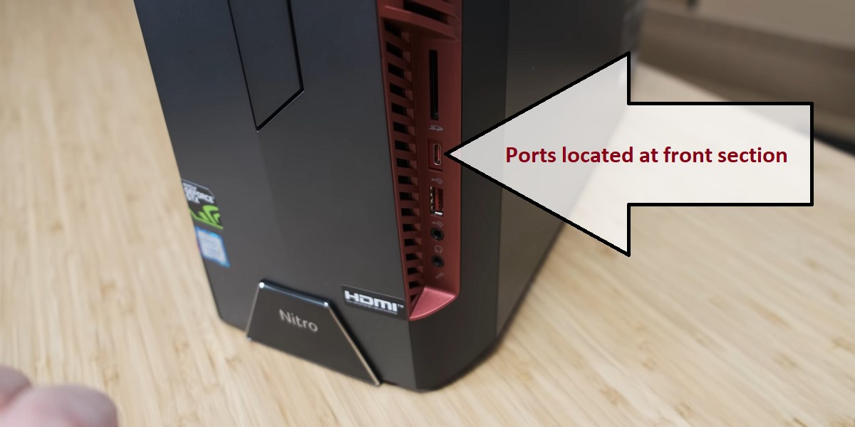 Acer Nitro N50 600 Gaming Desktop Front Ports
