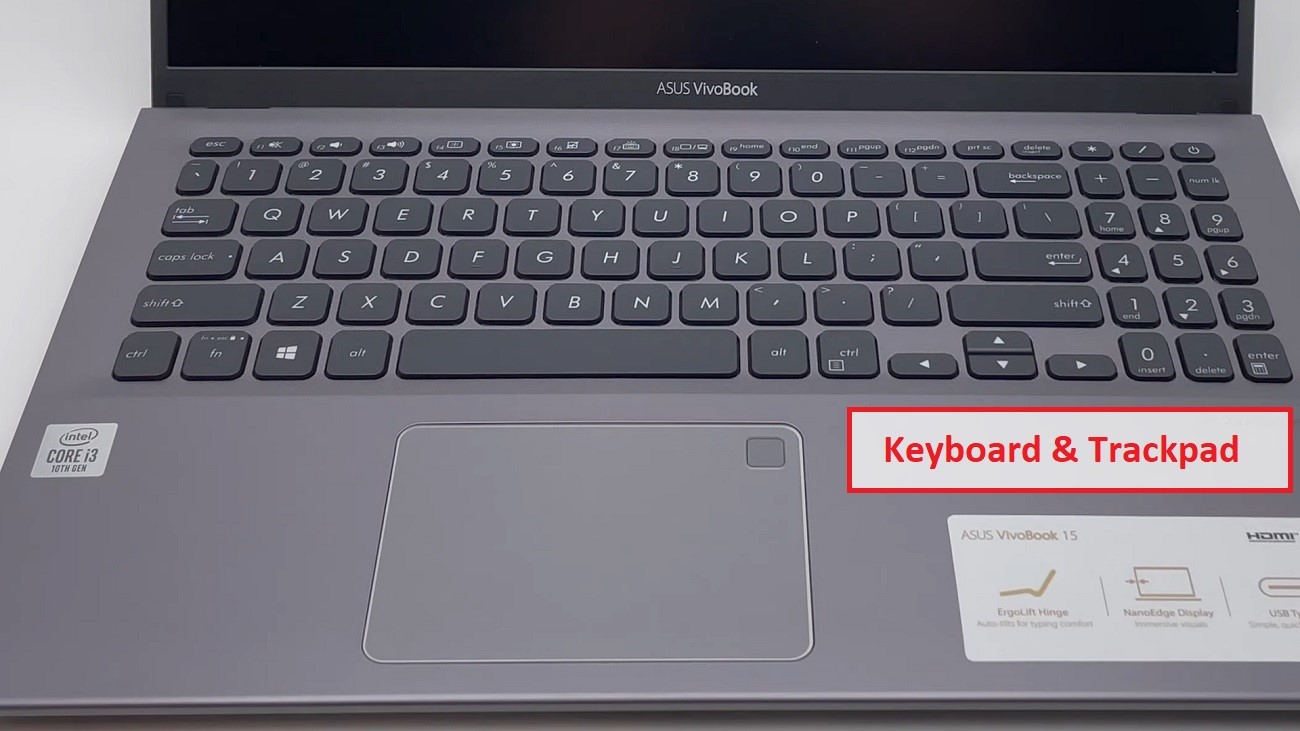 Asus F512JA-AS34 VivoBook Laptop Keyboard and trackpad