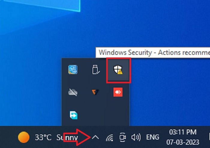 Click on the Windows Security logo