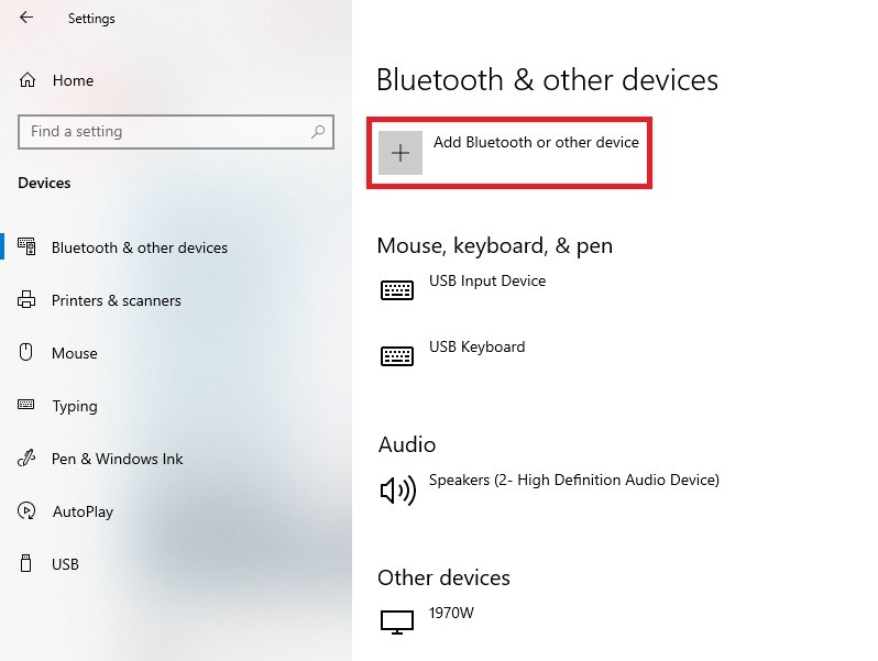 add a Bluetooth or other device