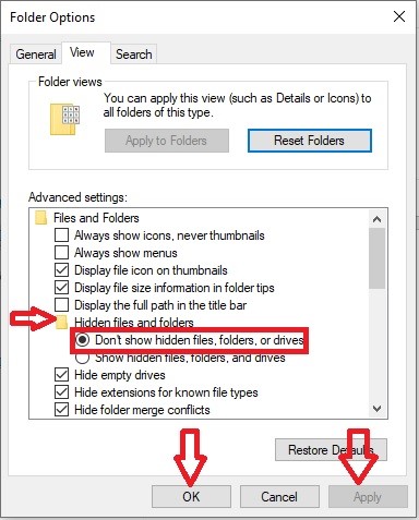 Don’t show hidden files, folders or drivers