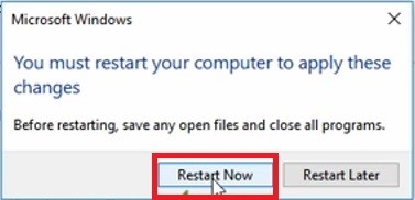 click on the Restart Now
