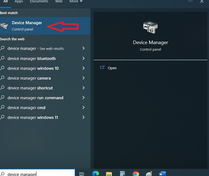 open the Device Manager window