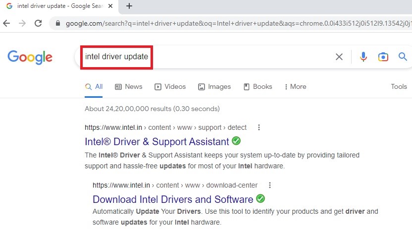 Web search for driver update
