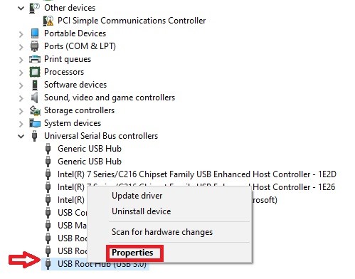 USB Root Hub 3.0 Properties