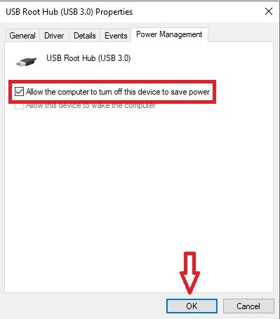 Allow the computer to turn off the device to save power
