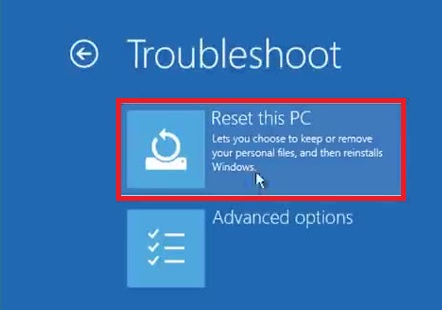 Select Reset this PC option