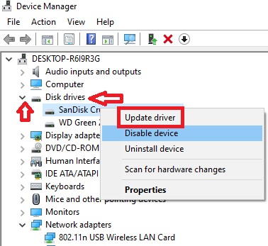 click on Update driver
