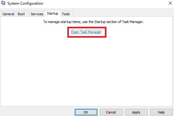 Open Task Manager option