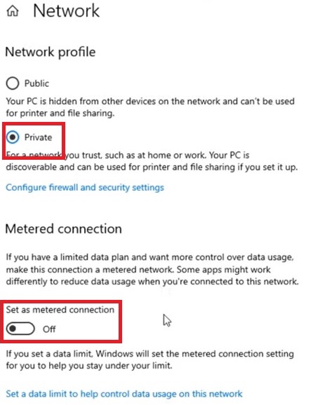 Change the Network profile from Public to Private