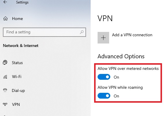Click on VPN from the left panel