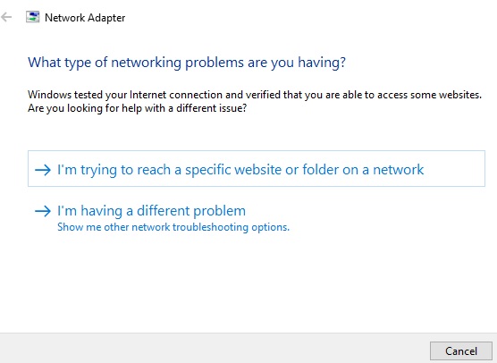 What type of networking problems are you having