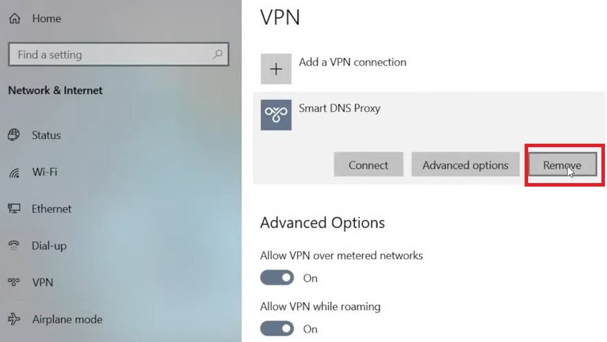 remove VPN from your device