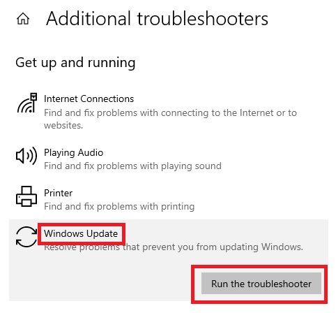 click on Run the troubleshooter