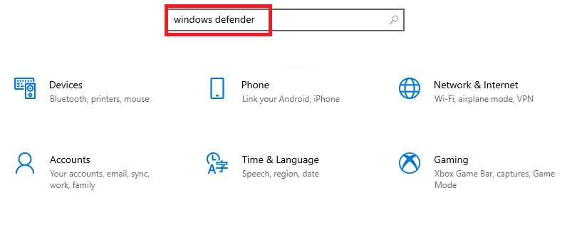 Choose Windows Defender