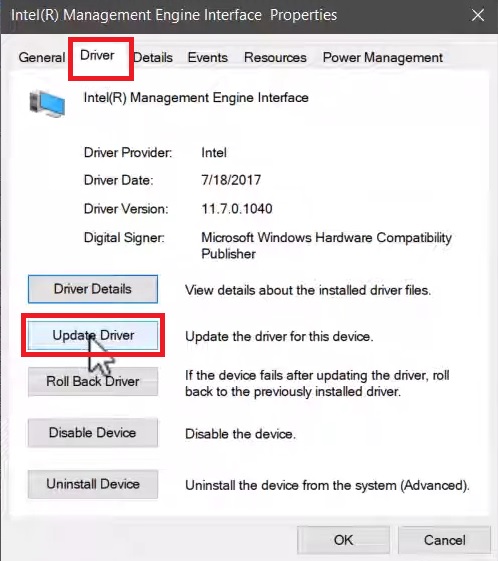 Update driver option