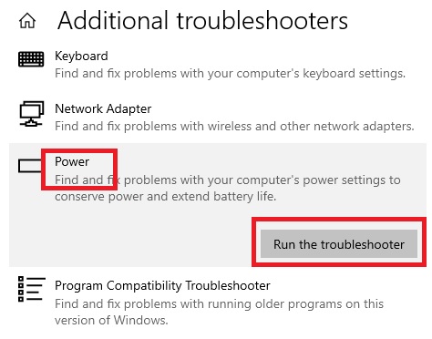Run the troubleshooter option