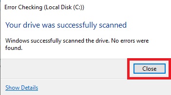 Scanning the drive successfully