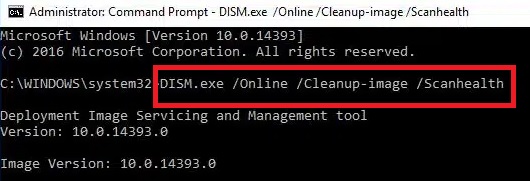 Dism.exe /Online /Cleanup-image /Scanhealth