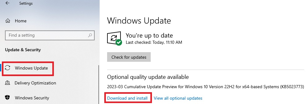 Click on Windows Update