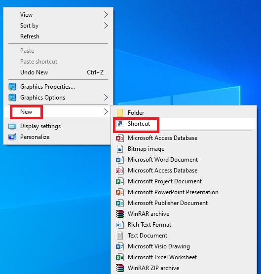 Create a Shortcut from the Desktop