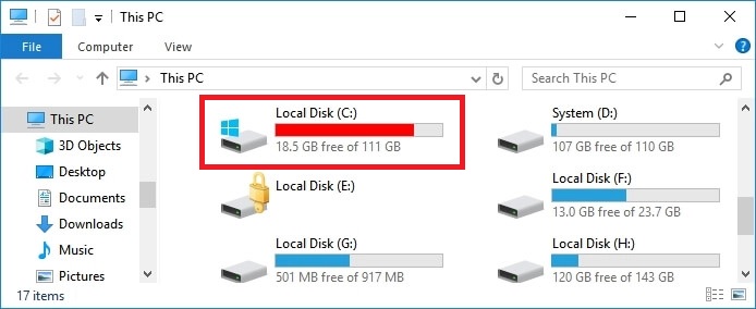 Select Drive C: or Local Disk C: