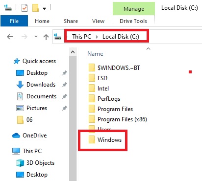 Double-click on the Windows folder