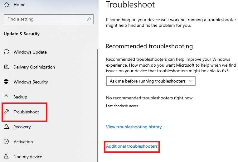 Additional troubleshooters from