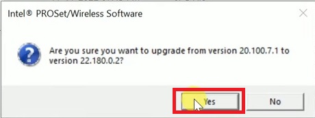 Click on the Yes button to confirm you want an upgrade