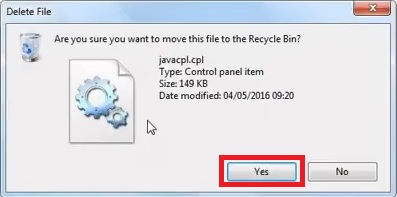 Delete File confirmation window