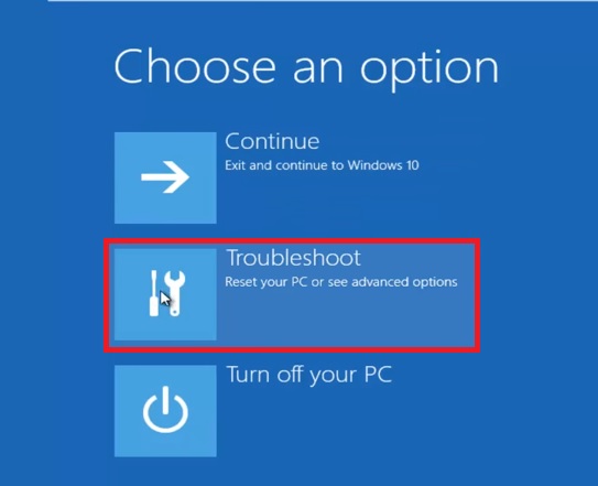 click on Troubleshoot
