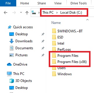 Program Files or Program Files (x86)