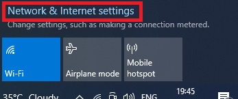 click on Network and Internet settings