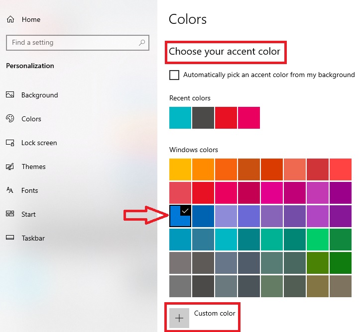select the accent color