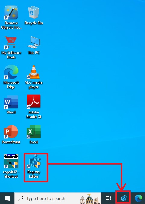 Windows Registry on task bar