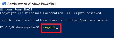 Windows Powershell type regedit