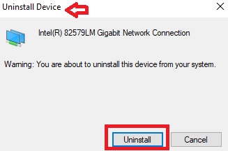 Click on the Uninstall button in the confirmation box
