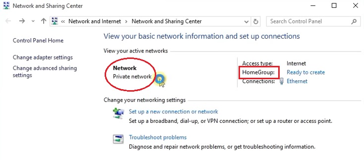 network profile type has changed from Public network to Private network