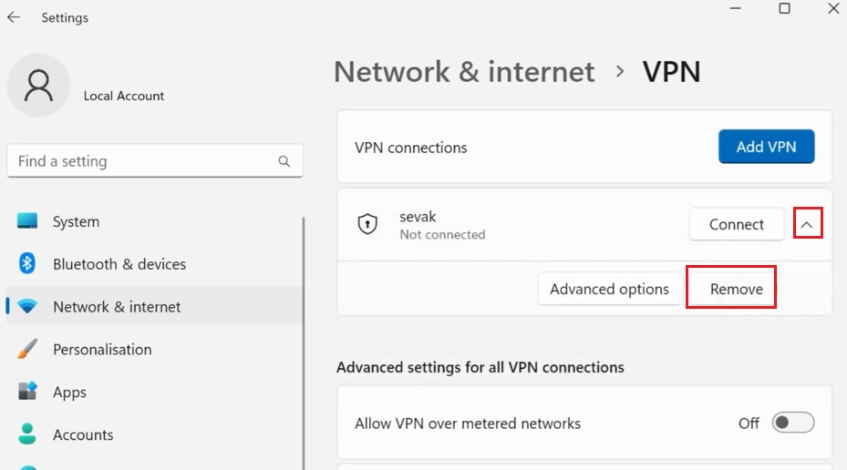 VPN remove