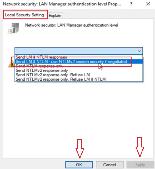 Send LM & NTLM – use NTLMv2 session security if negotiated