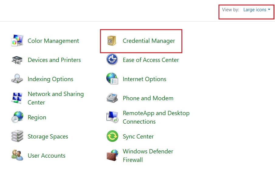 Click on Credential Manager