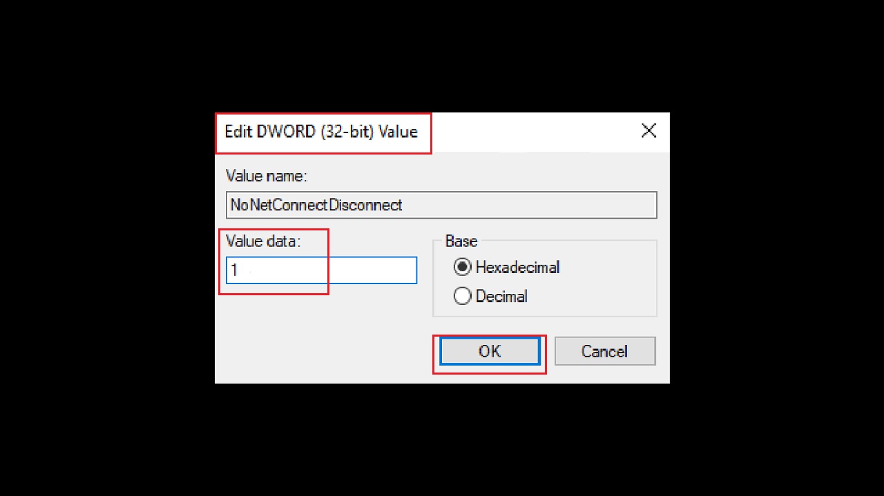 Edit DWORD (32-bit) Value window