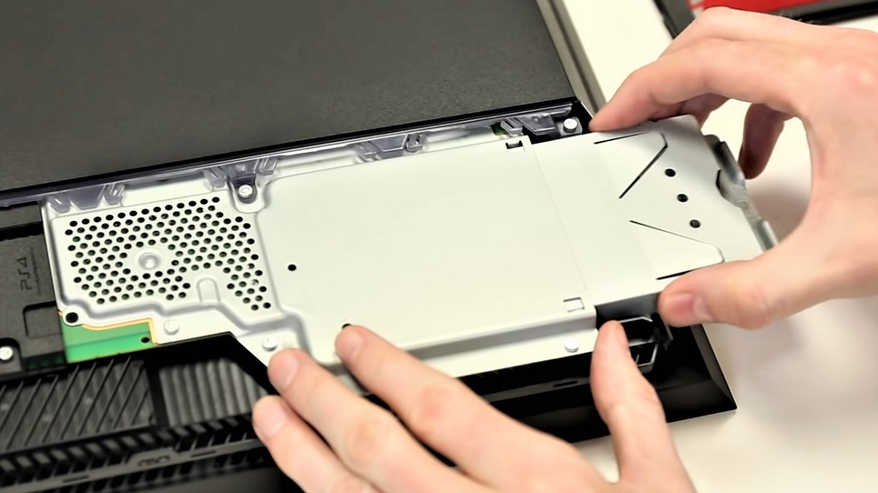 Sliding the hard drive mounting tray out