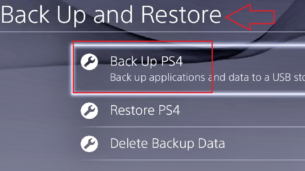 Clicking on the ‘Back Up PS4