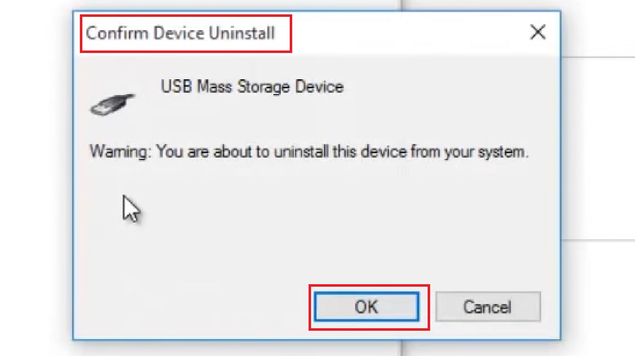 Confirm Device Uninstall window