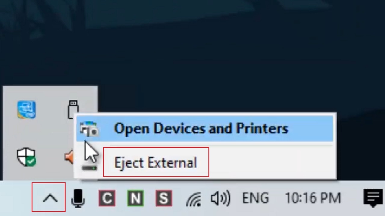 Clicking on Eject External