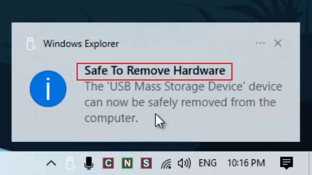 Safe To Remove Hardware